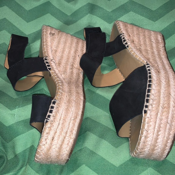 Franco Sarto Black Wedge Platform Sandals - Picture 10 of 13